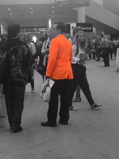 Neon orange sport coat...